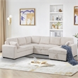 Oversized Upholstered Corduroy Sleeper Sectional Sofa With Storage Chaise