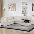 Oversized Upholstered Corduroy Sleeper Sectional Sofa With Storage Chaise