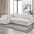 Oversized Upholstered Corduroy Sleeper Sectional Sofa With Storage Chaise
