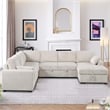 Oversized Upholstered Corduroy Sleeper Sectional Sofa With Storage Chaise
