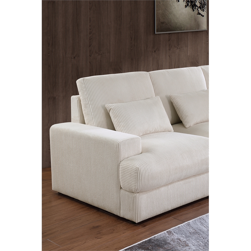 Modern Luxury Corduroy Oversized L-Shaped Sectional Sofa with Ottoman