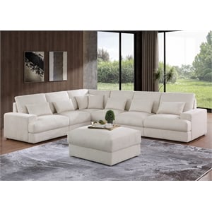 Modern Luxury Corduroy Oversized L-Shaped Sectional Sofa with Ottoman
