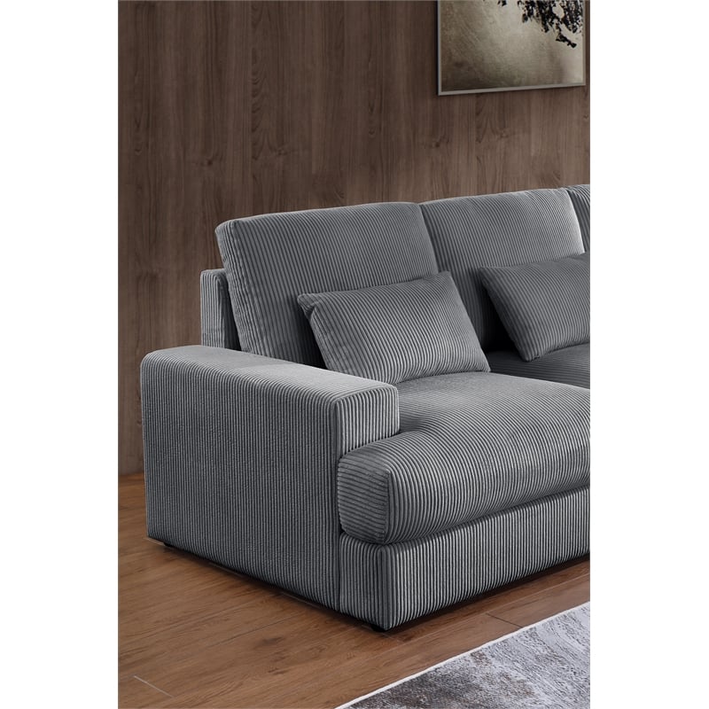 Modern Luxury Corduroy Oversized L-Shaped Sectional Sofa with Ottoman