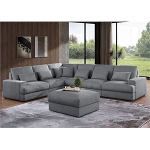 Modern Luxury Corduroy Oversized L-Shaped Sectional Sofa with Ottoman