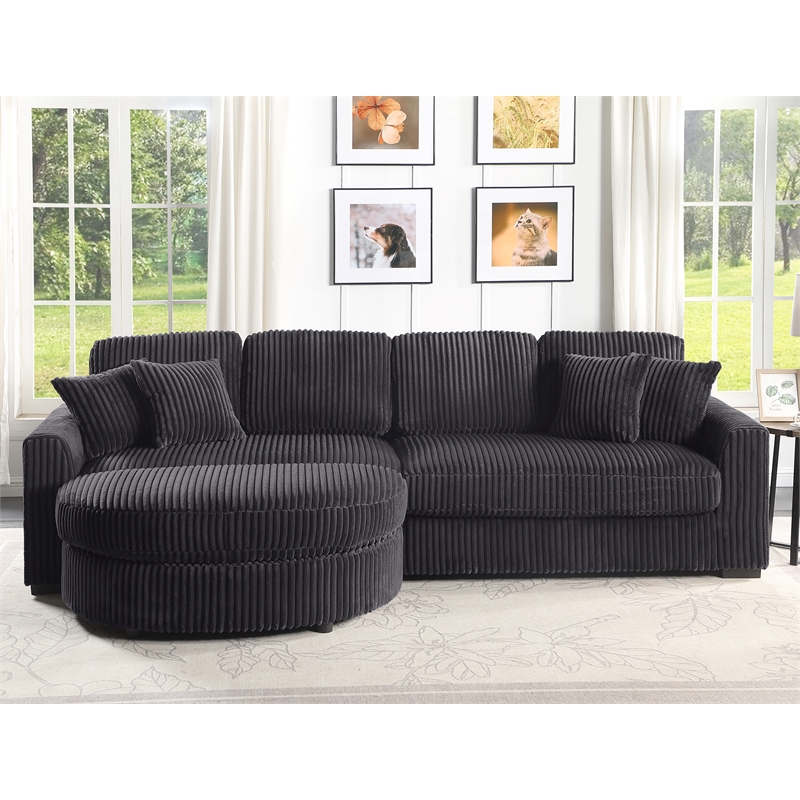 Oversized 111 Inch Wide Corduroy 3pc Sectional