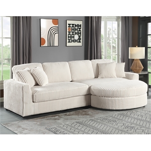 Oversized 111 Inch Wide Corduroy 3pc Sectional