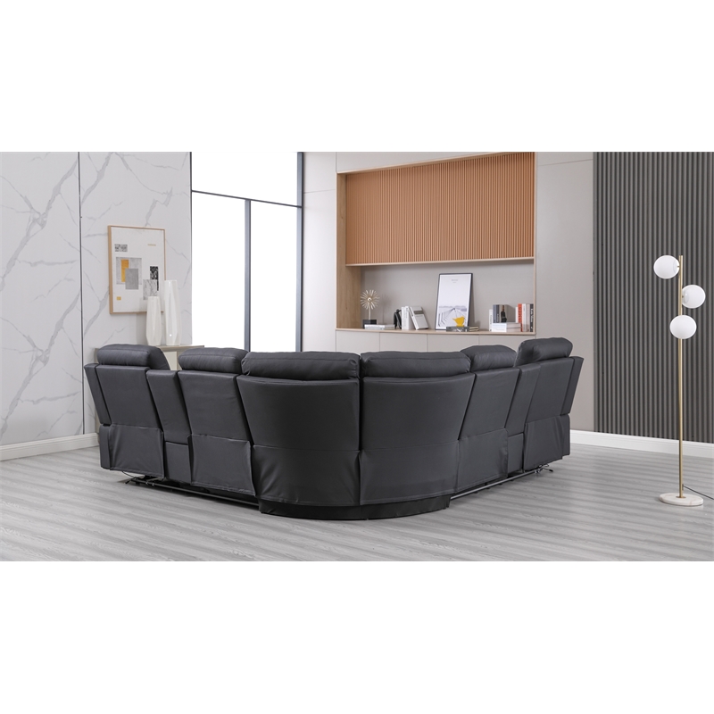 Modern Reclining Sectional Sofa with Cup Holders and Storage