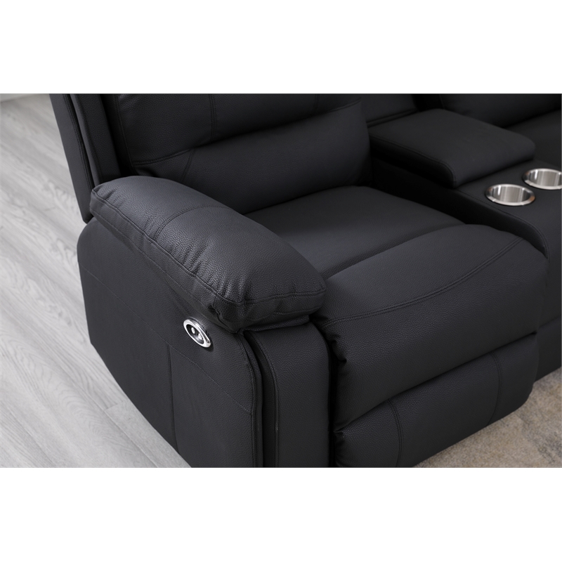 Modern Reclining Sectional Sofa with Cup Holders and Storage