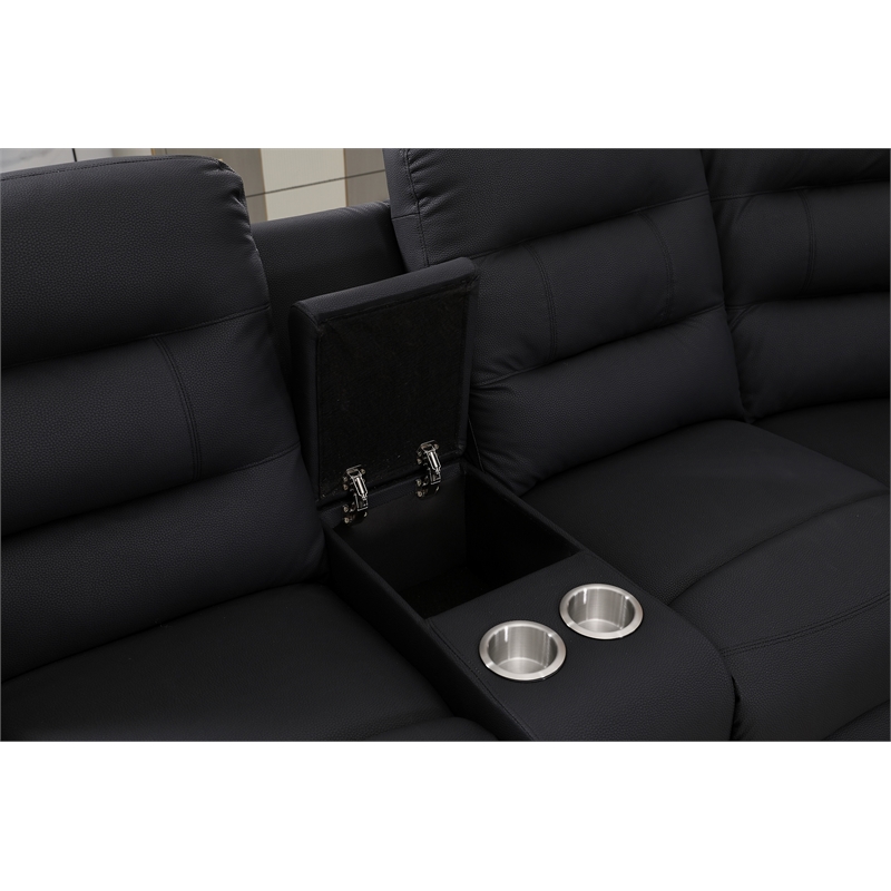 Modern Reclining Sectional Sofa with Cup Holders and Storage
