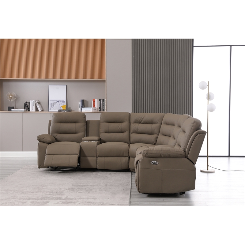 Modern Reclining Sectional Sofa with Cup Holders and Storage