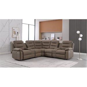 Modern Reclining Sectional Sofa with Cup Holders and Storage