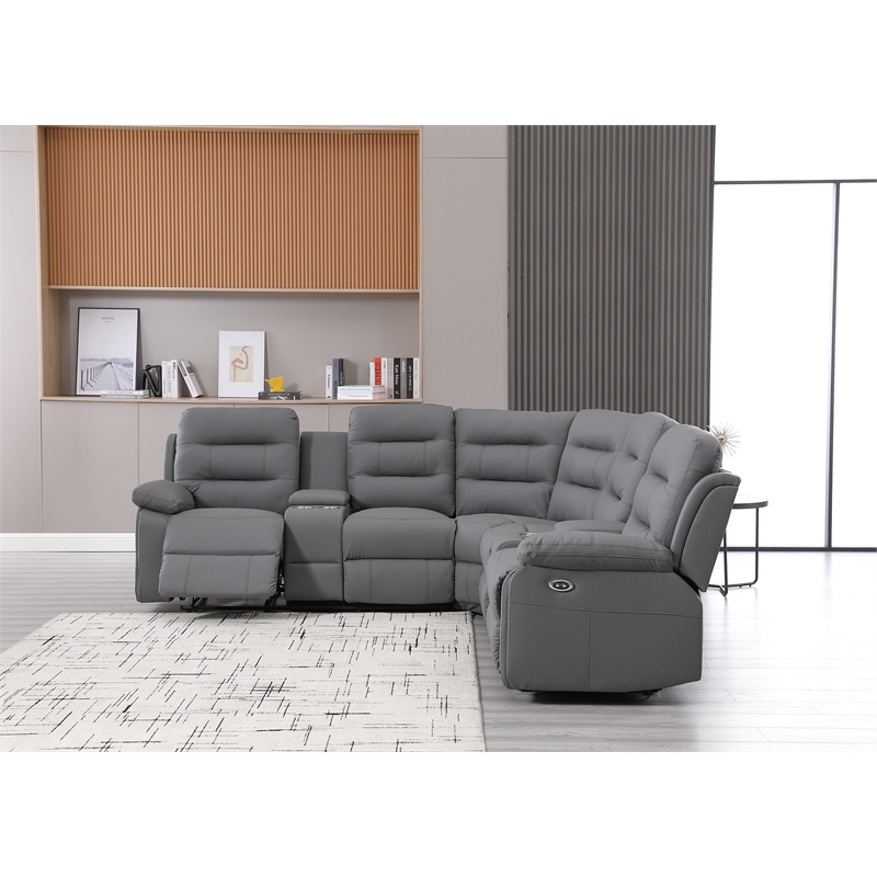 Modern Reclining Sectional Sofa with Cup Holders and Storage