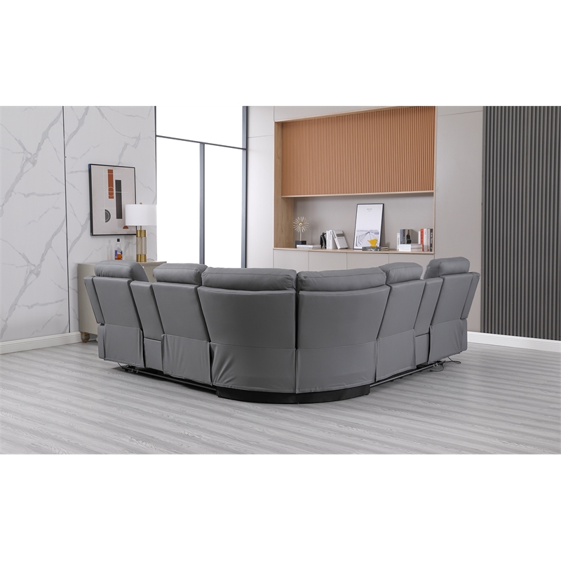 Modern Reclining Sectional Sofa with Cup Holders and Storage