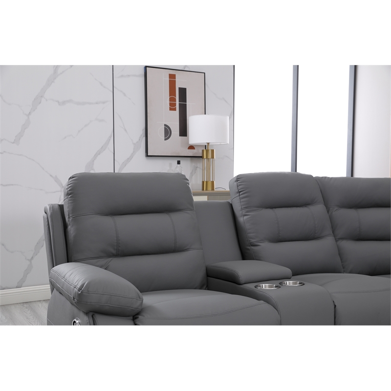 Modern Reclining Sectional Sofa with Cup Holders and Storage