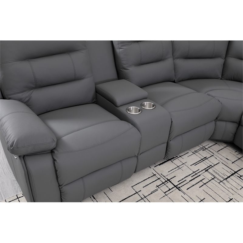 Modern Reclining Sectional Sofa with Cup Holders and Storage