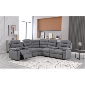 Modern Reclining Sectional Sofa with Cup Holders and Storage