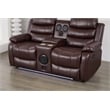 Faux Leather Manual Reclining Loveseat with LED and Console With SubWoofer