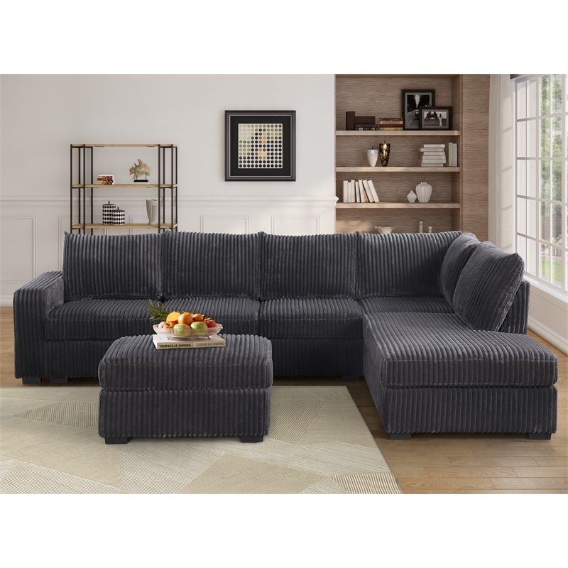 Oversized Corduroy  L Shaped Sectional Sofa Couch  For Living Room