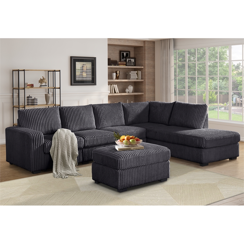 Oversized Corduroy  L Shaped Sectional Sofa Couch  For Living Room