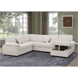 4 Piece Oversized Corduroy Sleeper Sectional Sofa With Storage Chaise