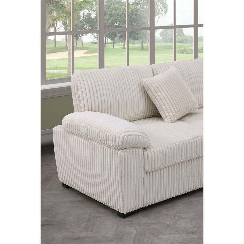 4 Piece Oversized Corduroy Sleeper Sectional Sofa With Storage Chaise