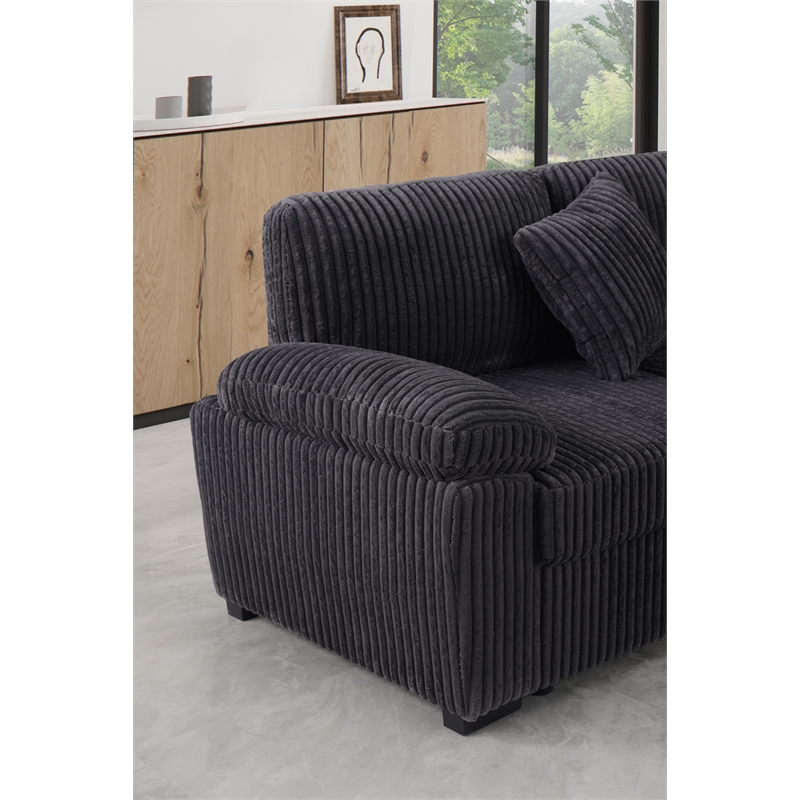 4 Piece Oversized Corduroy Sleeper Sectional Sofa With Storage Chaise