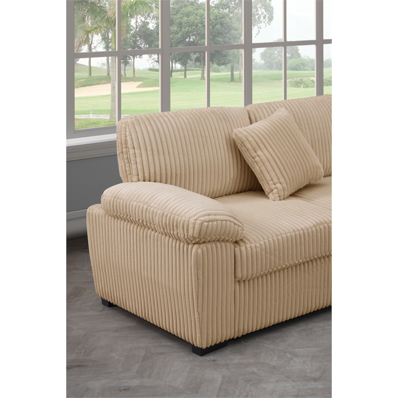 4 Piece Oversized Corduroy Sleeper Sectional Sofa With Storage Chaise