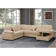 4 Piece Oversized Corduroy Sleeper Sectional Sofa With Storage Chaise