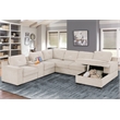 U-Shaped Sectional Sofa Bed Pull Out Sleeper Couch With Storage Chaise In Beige