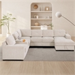 U-Shaped Sectional Sofa Bed Pull Out Sleeper Couch With Storage Chaise In Beige