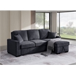 Kingway Reversible Sleeper Sofa & Chaise with Cupholders and USB In Dark Gray