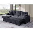 Kingway Reversible Sleeper Sofa & Chaise with Cupholders and USB In Dark Gray