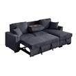 Kingway Reversible Sleeper Sofa & Chaise with Cupholders and USB In Dark Gray