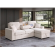 Kingway Chenille Reversible Sleeper sectional with Cupholders and USB In Beige