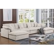 U Shape Chenille Sectional Sofa Cloud Couch With Removable Ottomans Beige