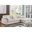 U Shape Chenille Sectional Sofa Cloud Couch With Removable Ottomans Beige
