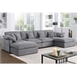 U Shape Chenille Sectional Sofa Cloud Couch With Removable Ottomans Light Gray