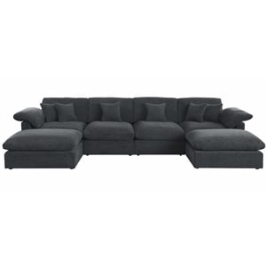 Modern 152&quot U Shape Chenille Sectional Sofa Cloud Couch With Removable Ottomans