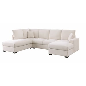 127&quot Wide Luxury Chenille Deep Seating Sectional Sofa U-Shaped Couch with Dual Chaises for Living Room in Beige