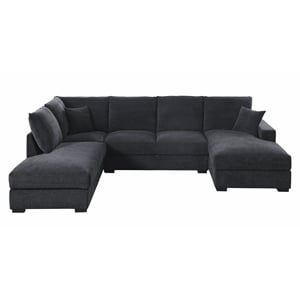 127&quot Wide Luxury Chenille Deep Seating Sectional Sofa U-Shaped Couch with Dual Chaises for Living Room in Dark Gray