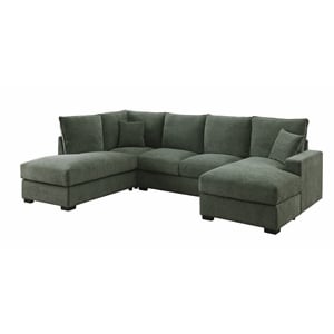 127&quot Wide Luxury Chenille Deep Seating Sectional Sofa U-Shaped Couch with Dual Chaises for Living Room in Green