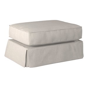 Sunset Trading Americana Box Cushion Fabric Slipcovered Ottoman in Light Gray