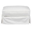 Sunset Trading Americana Box Cushion Fabric Slipcovered Ottoman in White