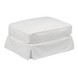 Sunset Trading Americana Box Cushion Fabric Slipcovered Ottoman in White
