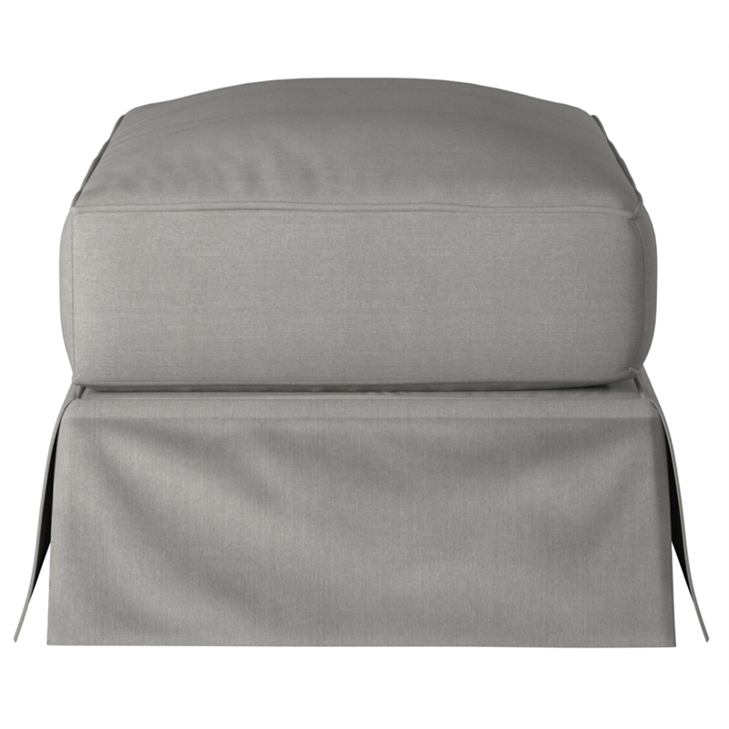 Sunset Trading Americana Box Cushion Fabric Slipcovered Ottoman in Gray