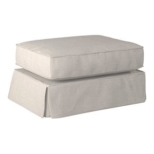 Sunset Trading Horizon Wood/Fabric Slipcovered Ottoman in Light Gray