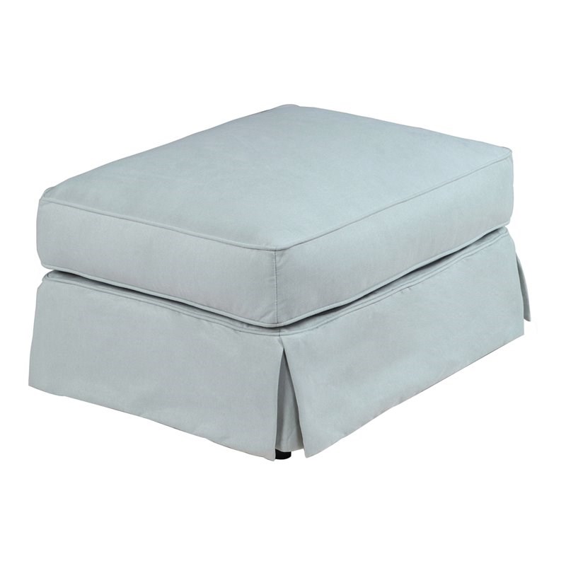 Sunset Trading Horizon Wood/Fabric Slipcovered Ottoman in Navy Blue