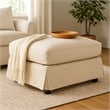 Sunset Trading Horizon Wood/Fabric Slipcovered Ottoman in Tan
