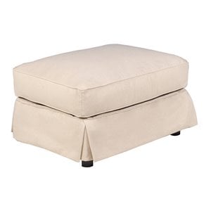 Sunset Trading Horizon Wood/Fabric Slipcovered Ottoman in Tan