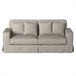 Sunset Trading Americana Box Cushion Fabric Slipcovered Sofa in Light Gray